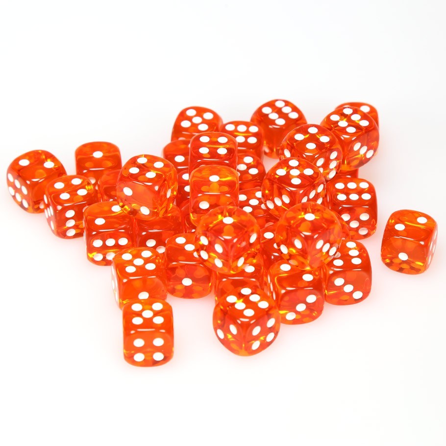 Chessex Signature 12mm D6 Dice Block: Orange & White Translucent image