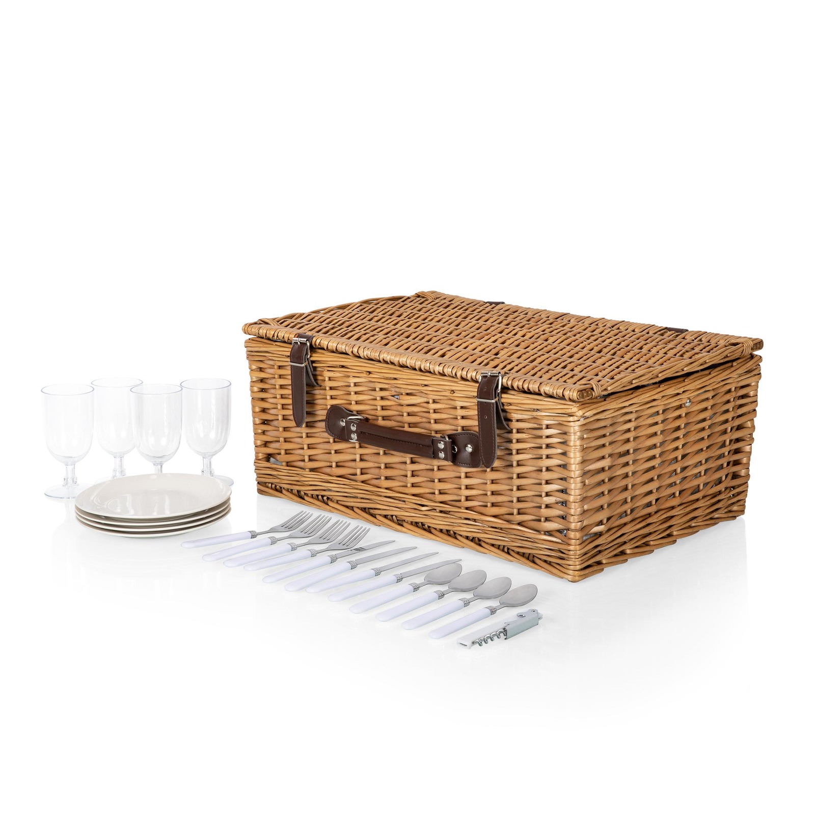 Picnic Time: Belmont Picnic Basket & Cooler (Navy and White Stripe) image