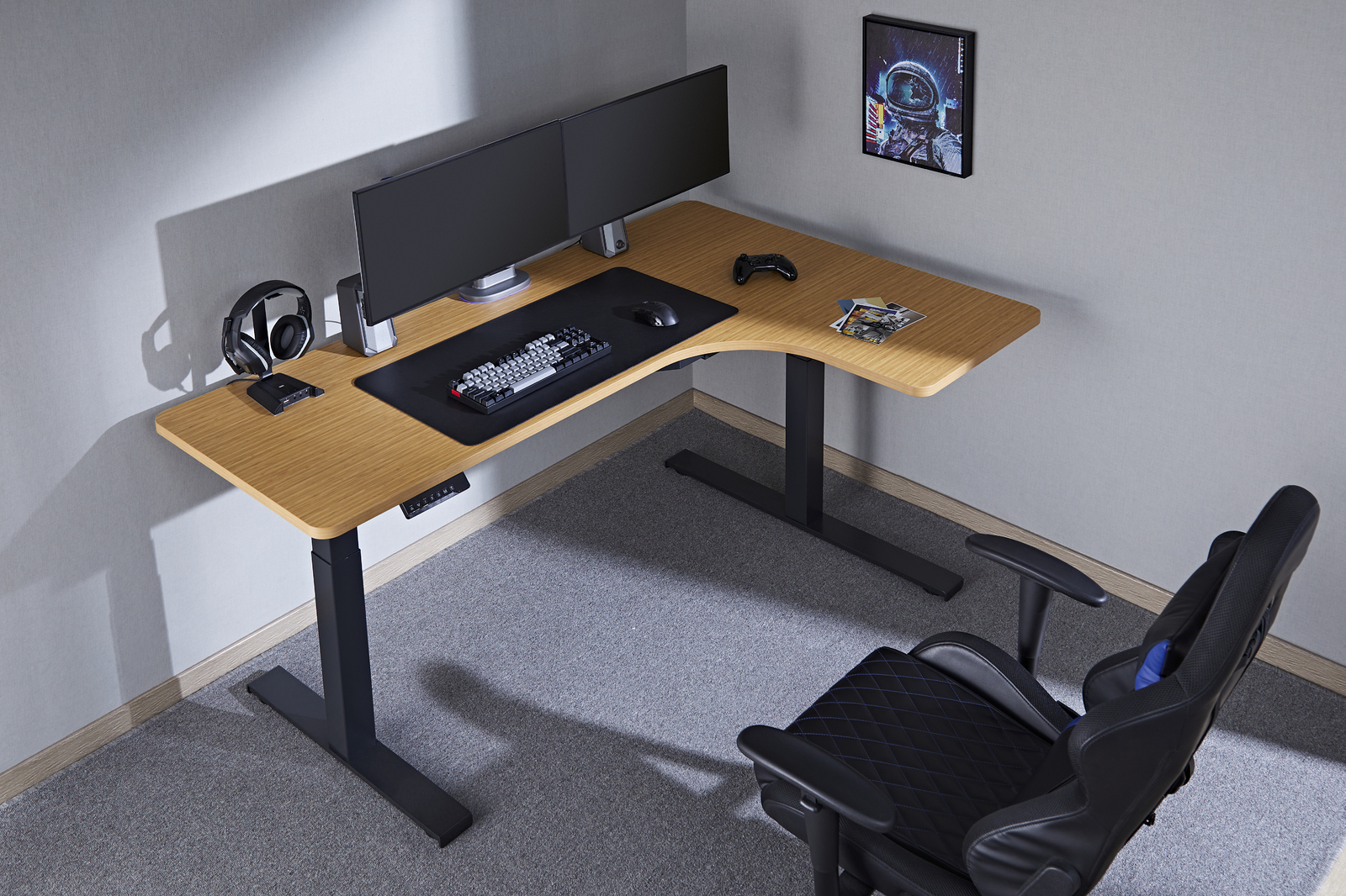 Buy Gorilla Office Height Adjustable Desk Black/Oak at Mighty Ape NZ