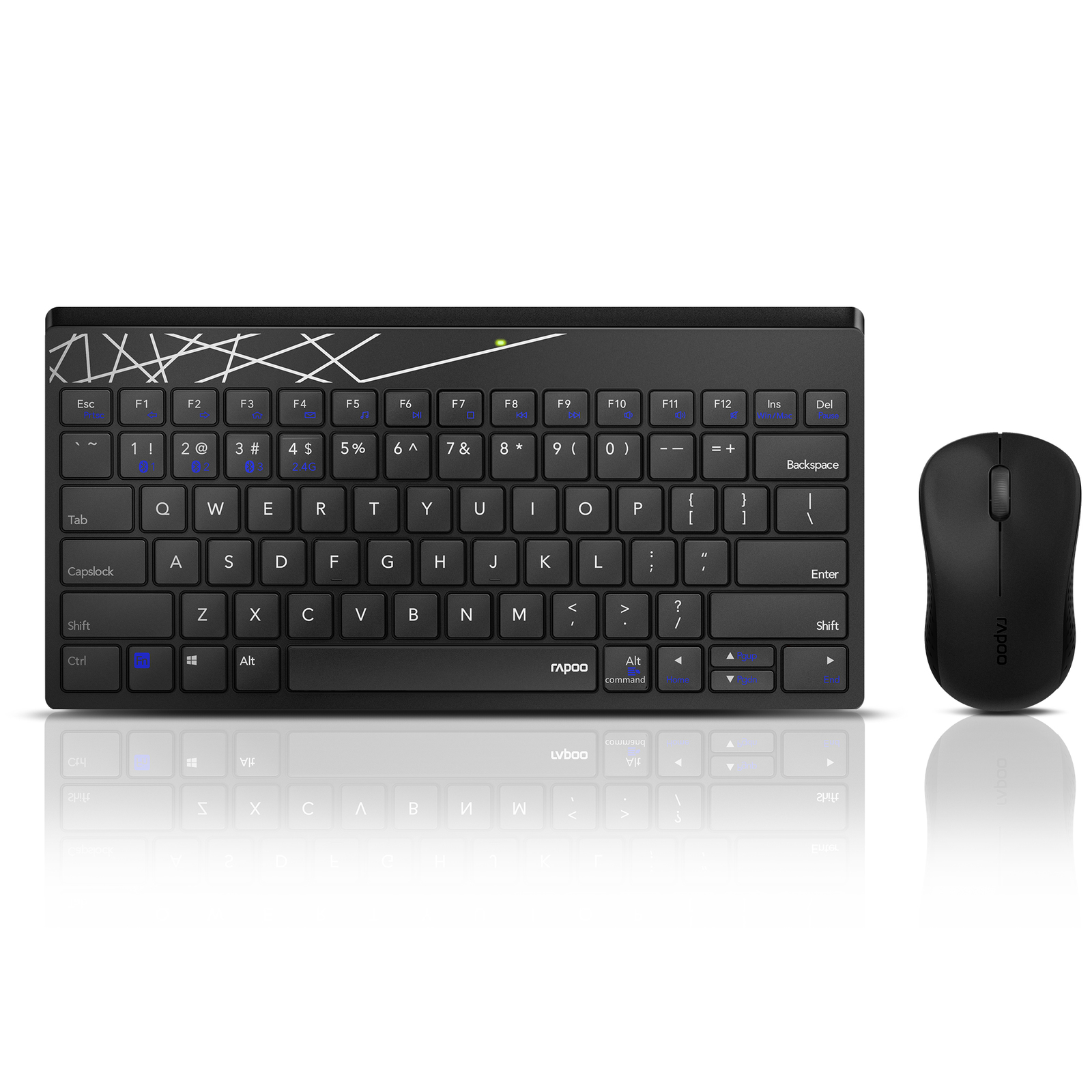 Rapoo 8000M Multimode Wireless Keyboard & Mouse Black at Mighty Ape NZ