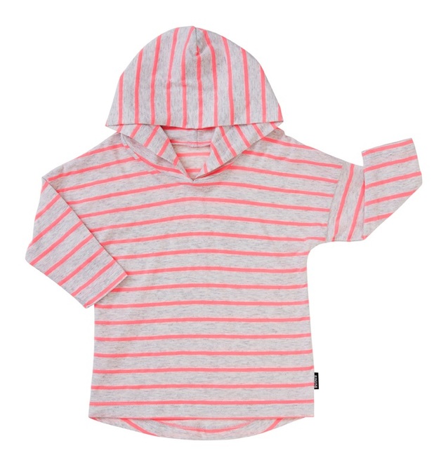 Bonds Salt & Pepper Hoodie T-Shirt - Stripe Neo Heart (12-18 Months)