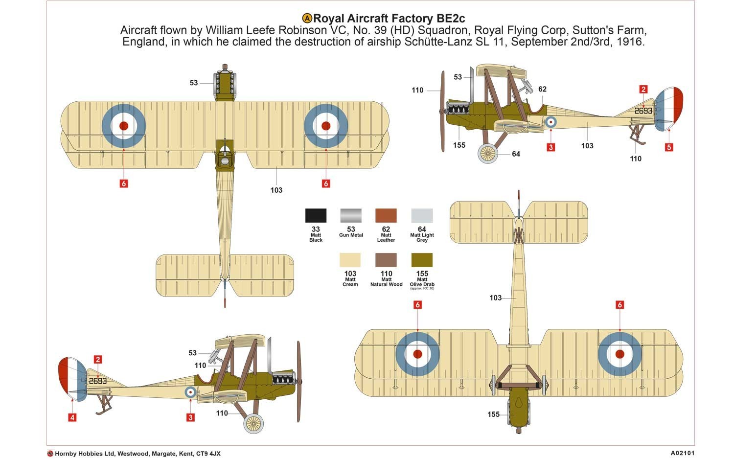 Airfix 1:72 RAF BE2c (Night Fighter) - Model Kit image