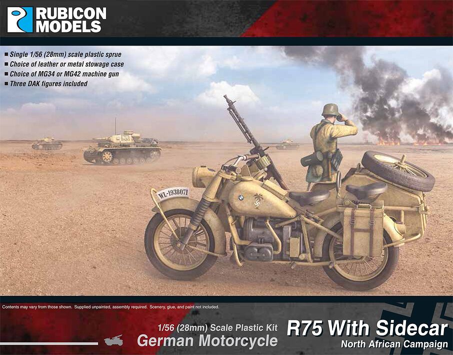 Rubicon 1/56 German Motorcycle R75 with Sidecar - DAK image