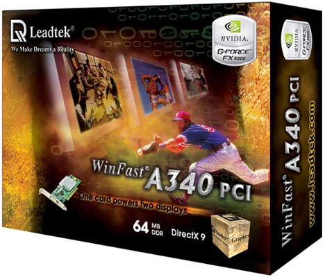 Leadtek Graphics Card WinFast A340 64M PCI FX5200 image