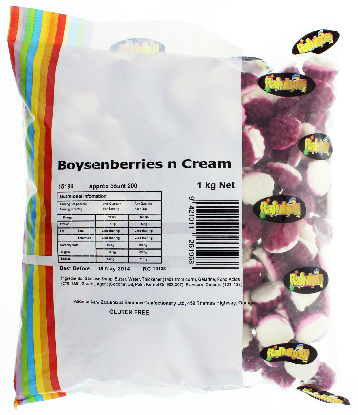 Rainbow Confectionery Boysenberries n Cream Lollies Bulk Bag 1kg image