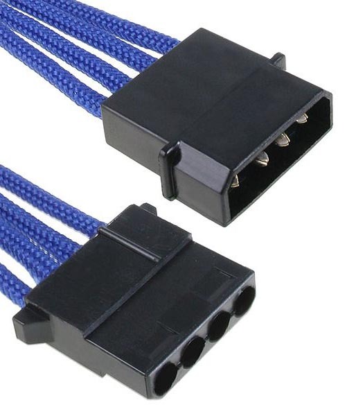 BitFenix Sleeved 4-Pin Molex Male- Female Extension Cable 45cm - Blue/Black