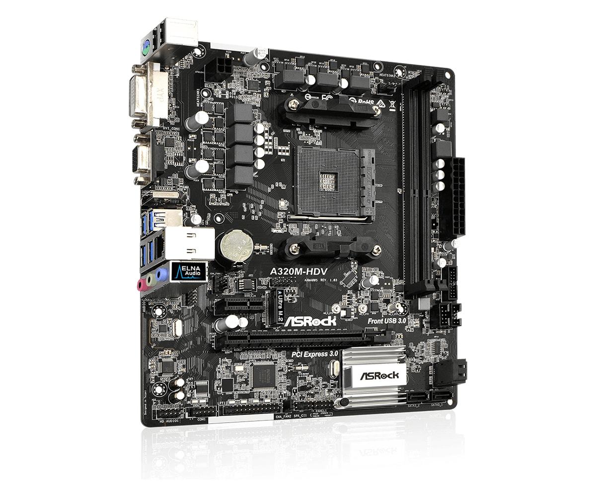 ASRock A320M-HDV mATX AMD Motherboard image