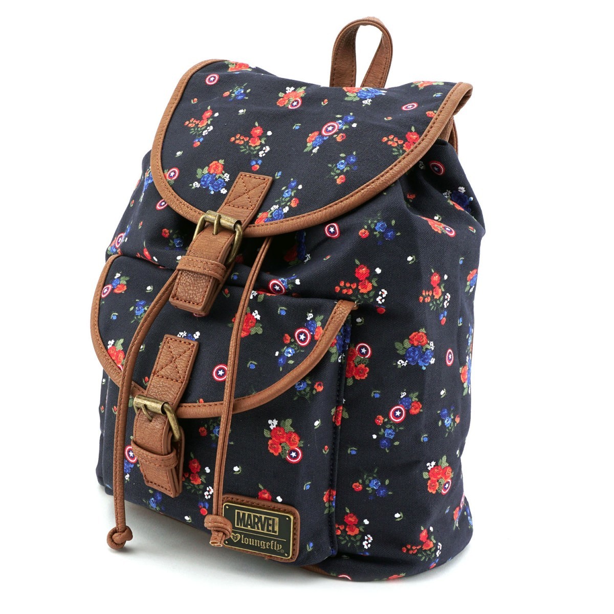 Loungefly Marvel Captain America Floral Print Backpack image