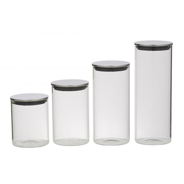 Davis & Waddell Glass Canisters with Stainless Steel Lids at Mighty