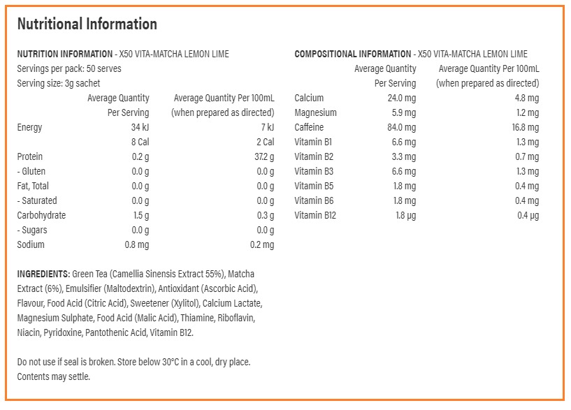 X50 - Vita-Matcha Green Tea - Lemon Lime image