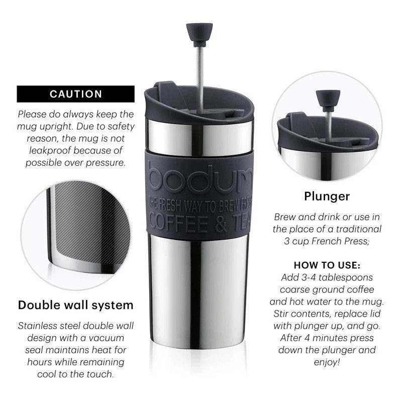 Bodum Travel Press Set Stainless Steel at Mighty Ape NZ