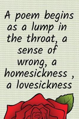 A poem begins as a lump in the throat, a sense of wrong, a homesickness, a lovesickness by Lola Yayo image