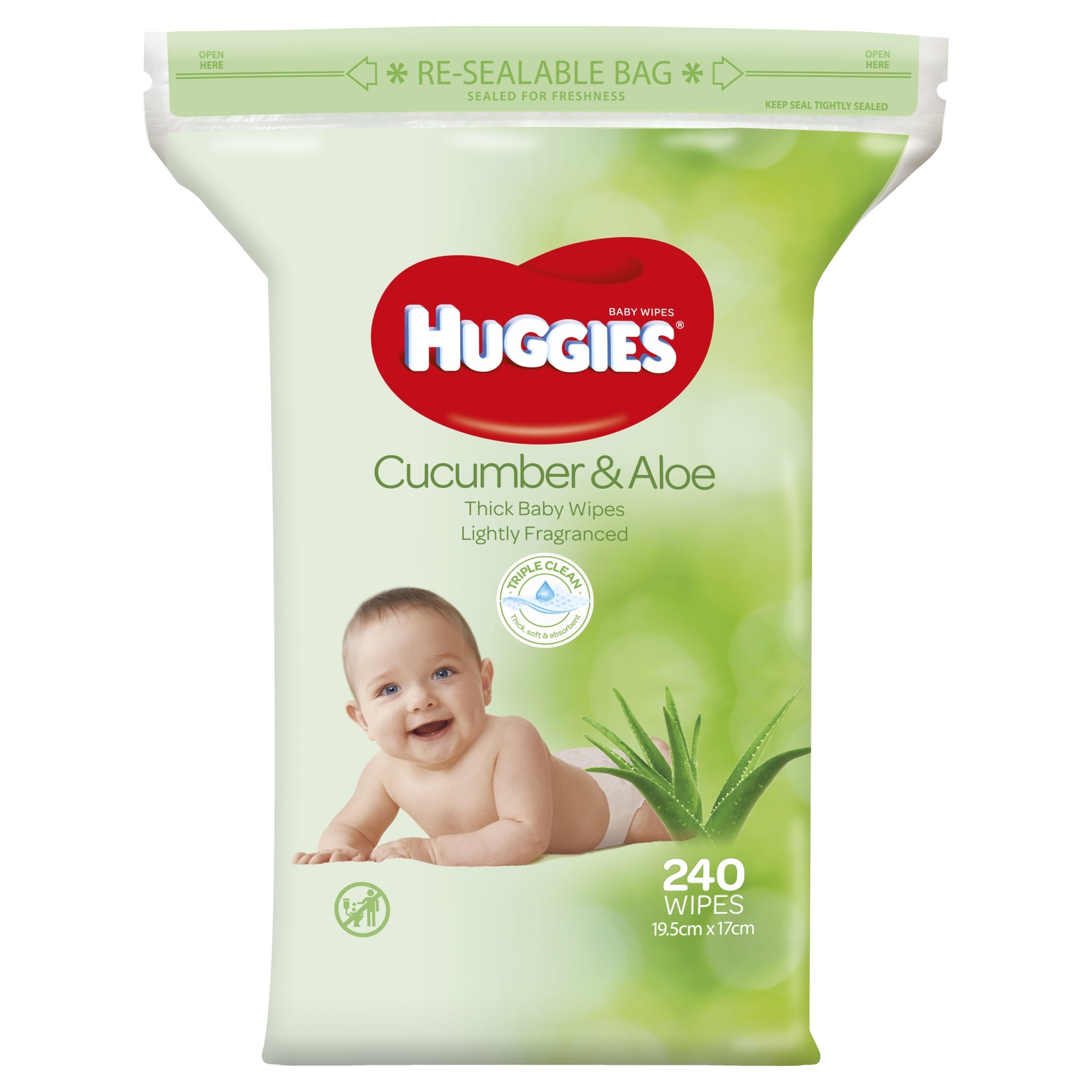 Huggies Cucumber & Aloe Wipes - Jumbo Pack (240) image