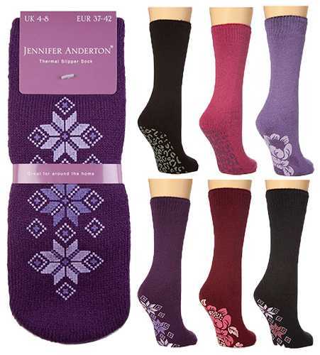 Women's Thermal Lounge Non­Slip Gripper Slipper Socks (Assorted)