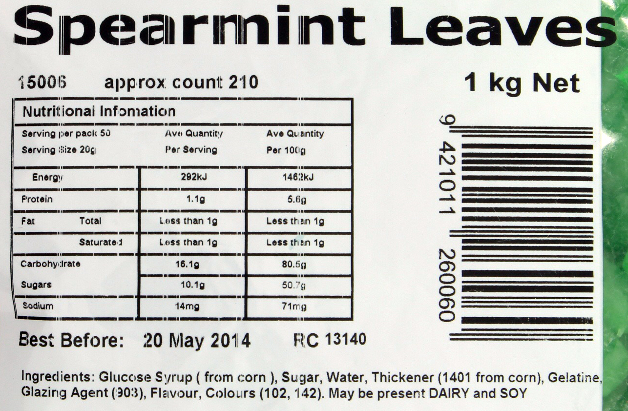 Spearmint Leaves 1kg - Rainbow Confectionery image