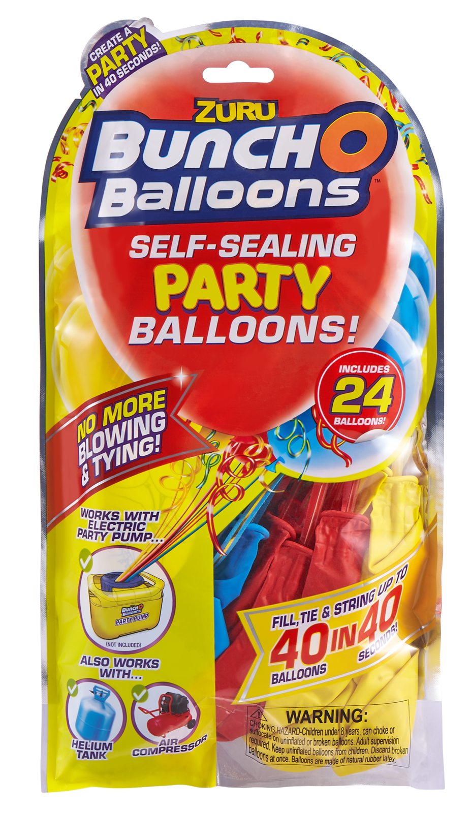 Bunch O' Balloons: Self Sealing Party Balloons - (24 x Red/Blue/Yellow) image