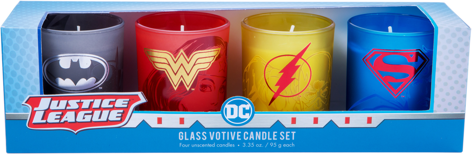 DC Comics Justice League Glass Votive Candle Set (Set Of 4) at