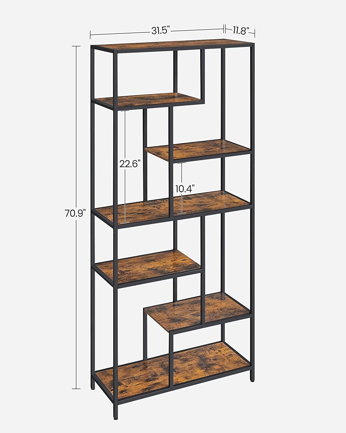 Buy VASAGLE 6Tier Bookshelf Rustic Brown at Mighty Ape NZ