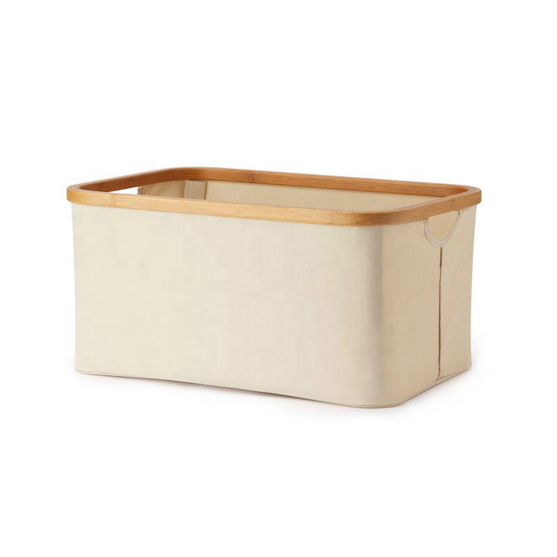 Bamboo Foldaway Storage Laundry Basket - Cream