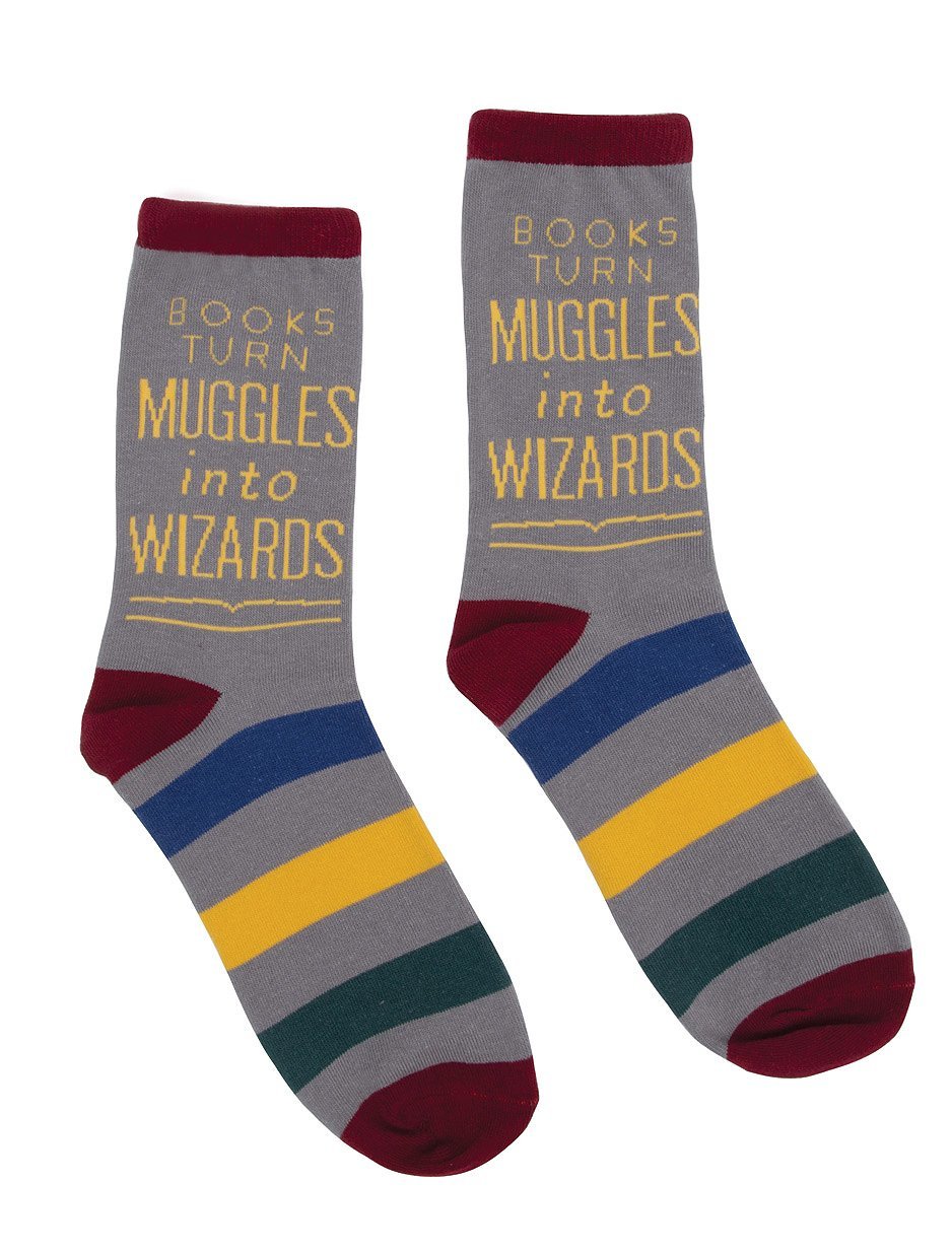 Out of Print: Books Turn Muggles Into Wizards Socks (Size: Large) image