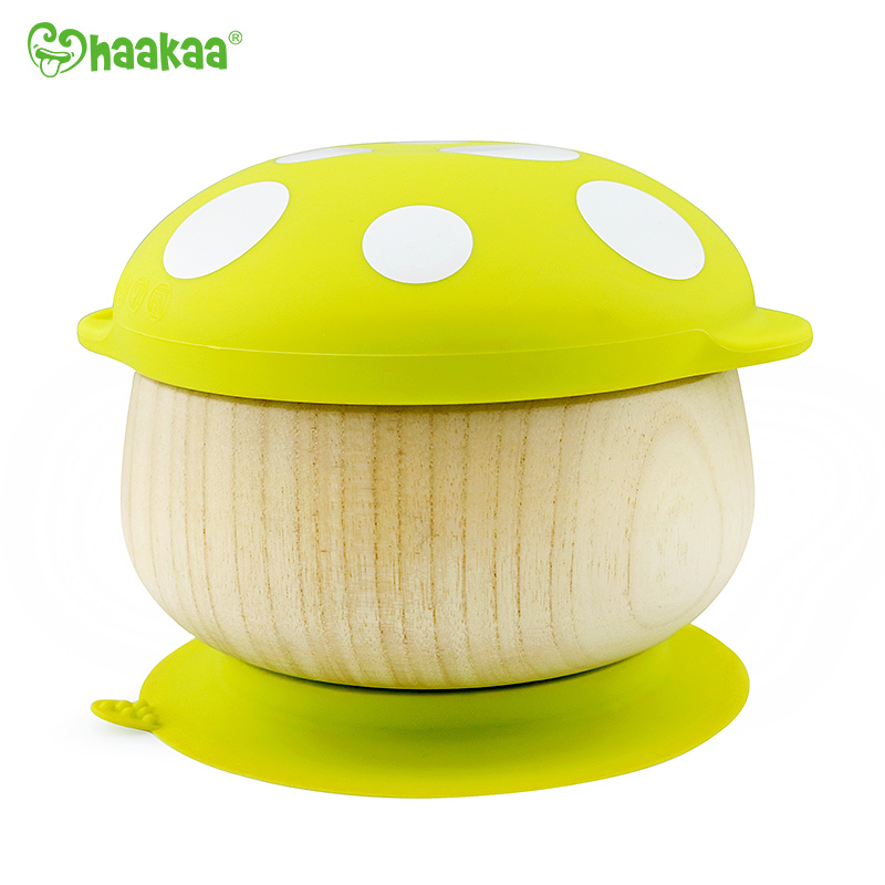 Haakaa: Wooden Mushroom Bowl with Suction Base - Green image