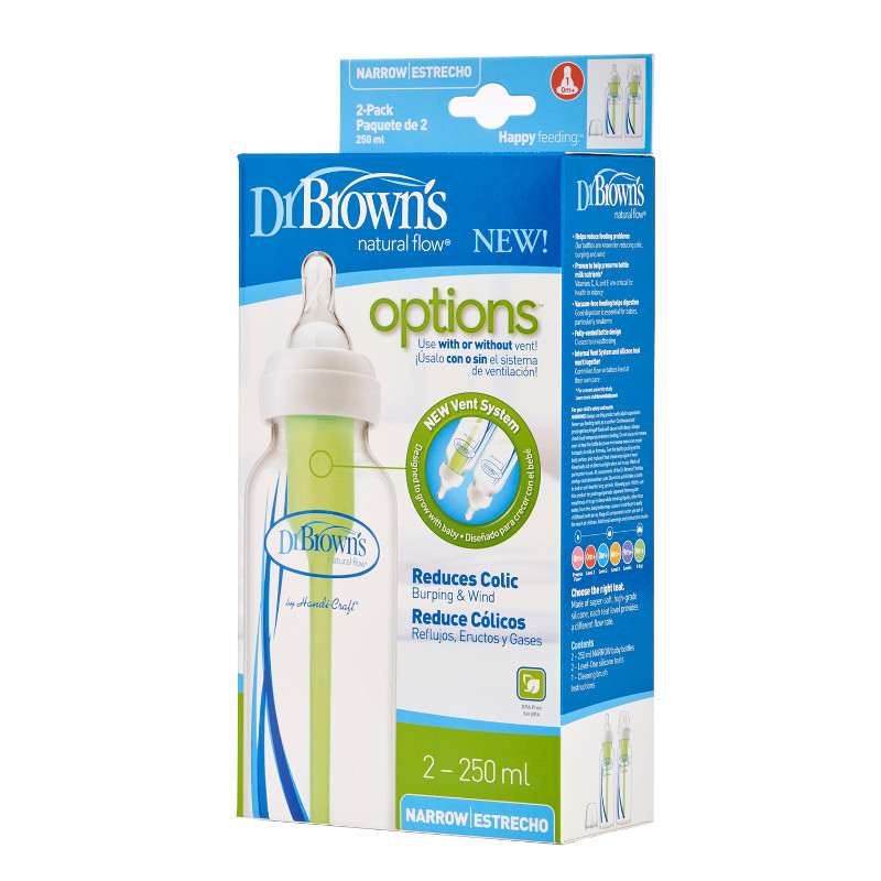 Buy Dr Brown's Options Bottle Narrow Neck, 250ml (2 Pack) at Mighty