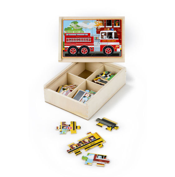 Melissa & Doug: Wooden Vehicles Jigsaw Puzzles in a Box image