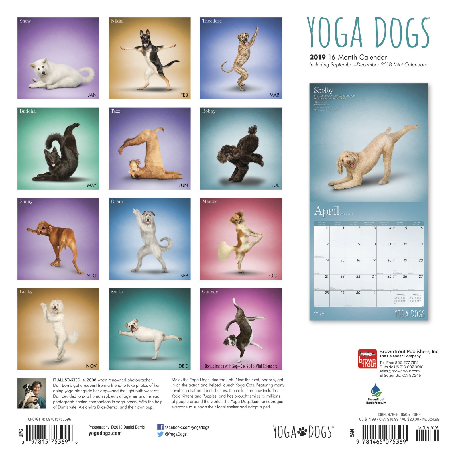 Yoga Dogs 2019 Square Wall Calendar by Inc Browntrout Publishers image