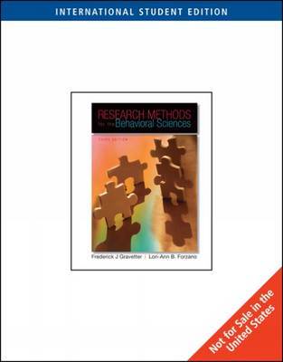 Research Methods for the Behavioral Sciences by Frederick J Gravetter image