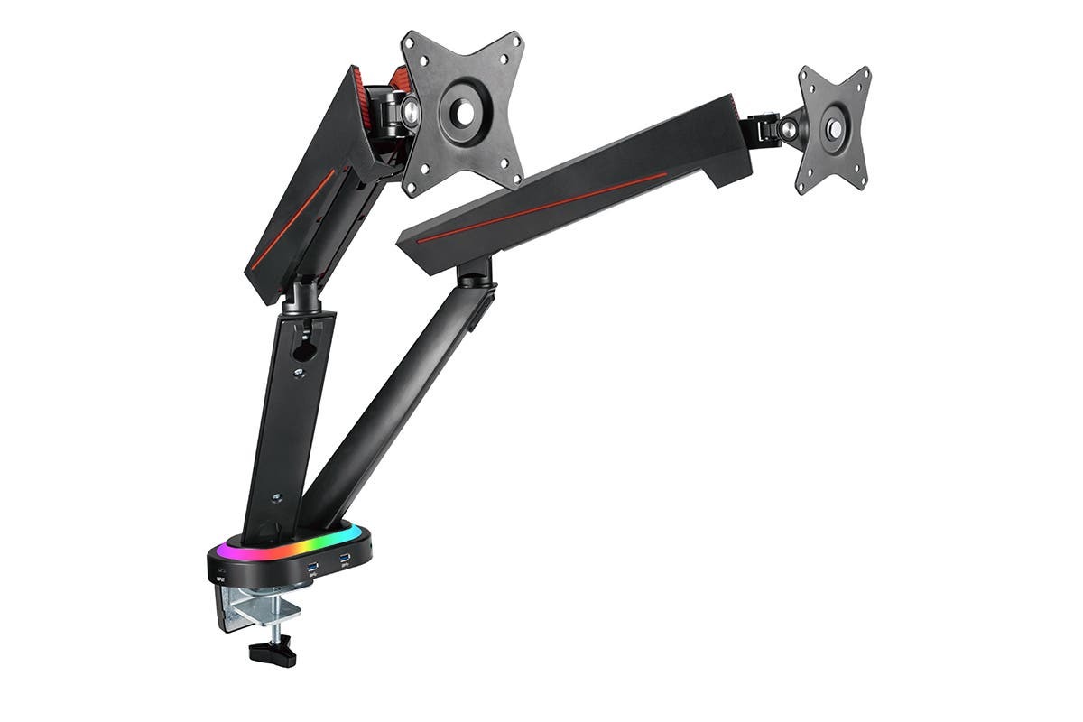 Kogan Dual Full Motion SpringAssisted RGB Gaming Monitor Mount with