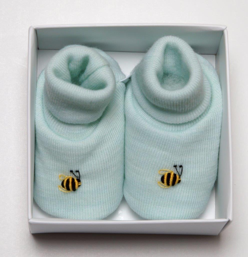 Dimples: Gift Boxed - Merino Pastel Marl Booties - Mint (3-6 Months) image