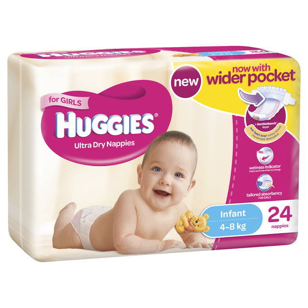 Huggies Ultra Dry Nappies - Infant Girl 4-8kg (24)