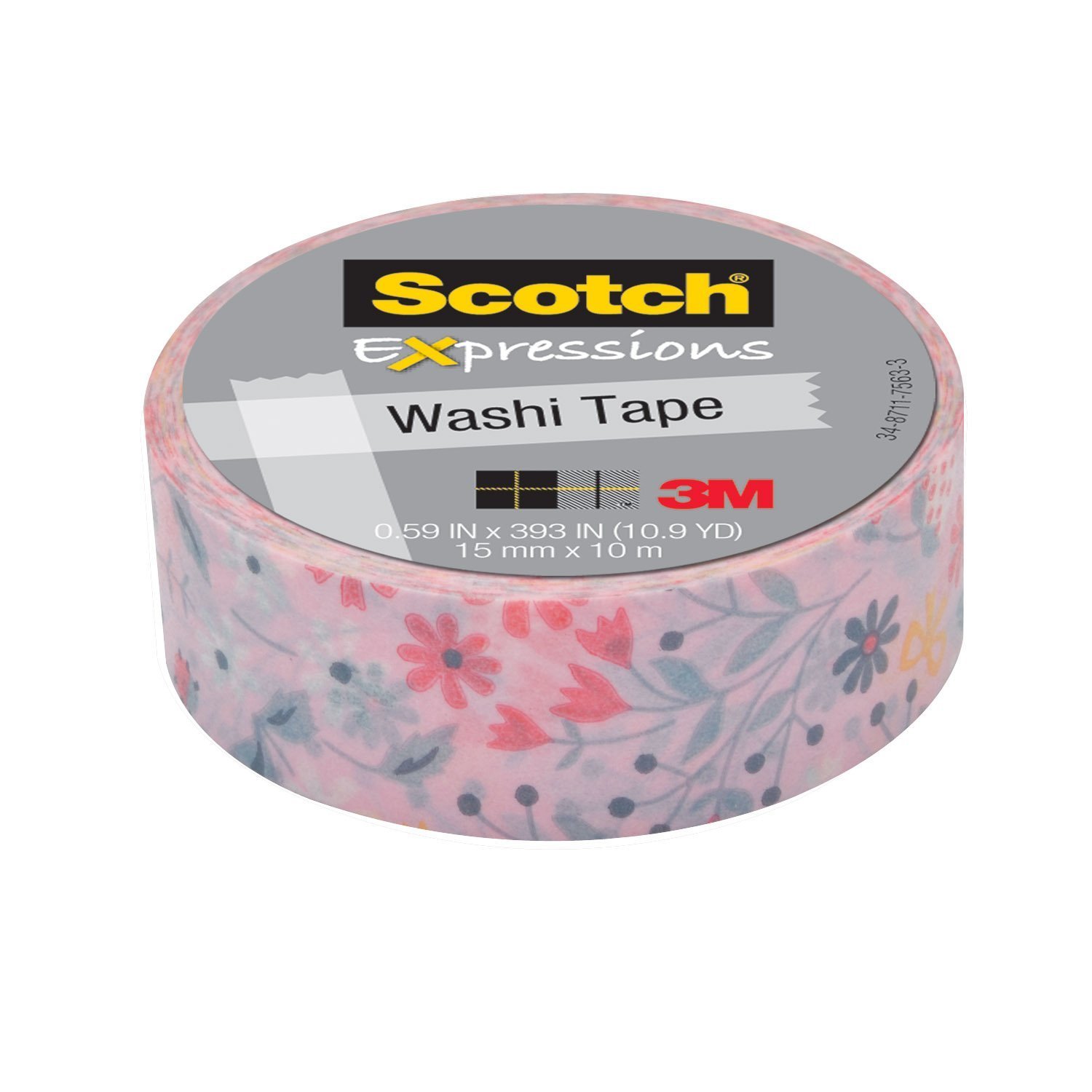 Scotch Expressions Washi Tape - Spring Flowers (15mm x 10m) image