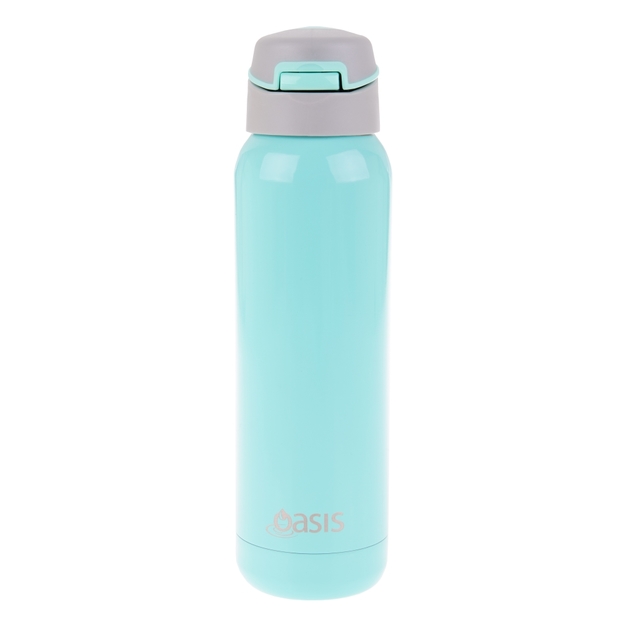 Oasis Stainless Steel Insulated Drink Bottle W/Flip Straw Lid Spearmint (500ml) at Mighty