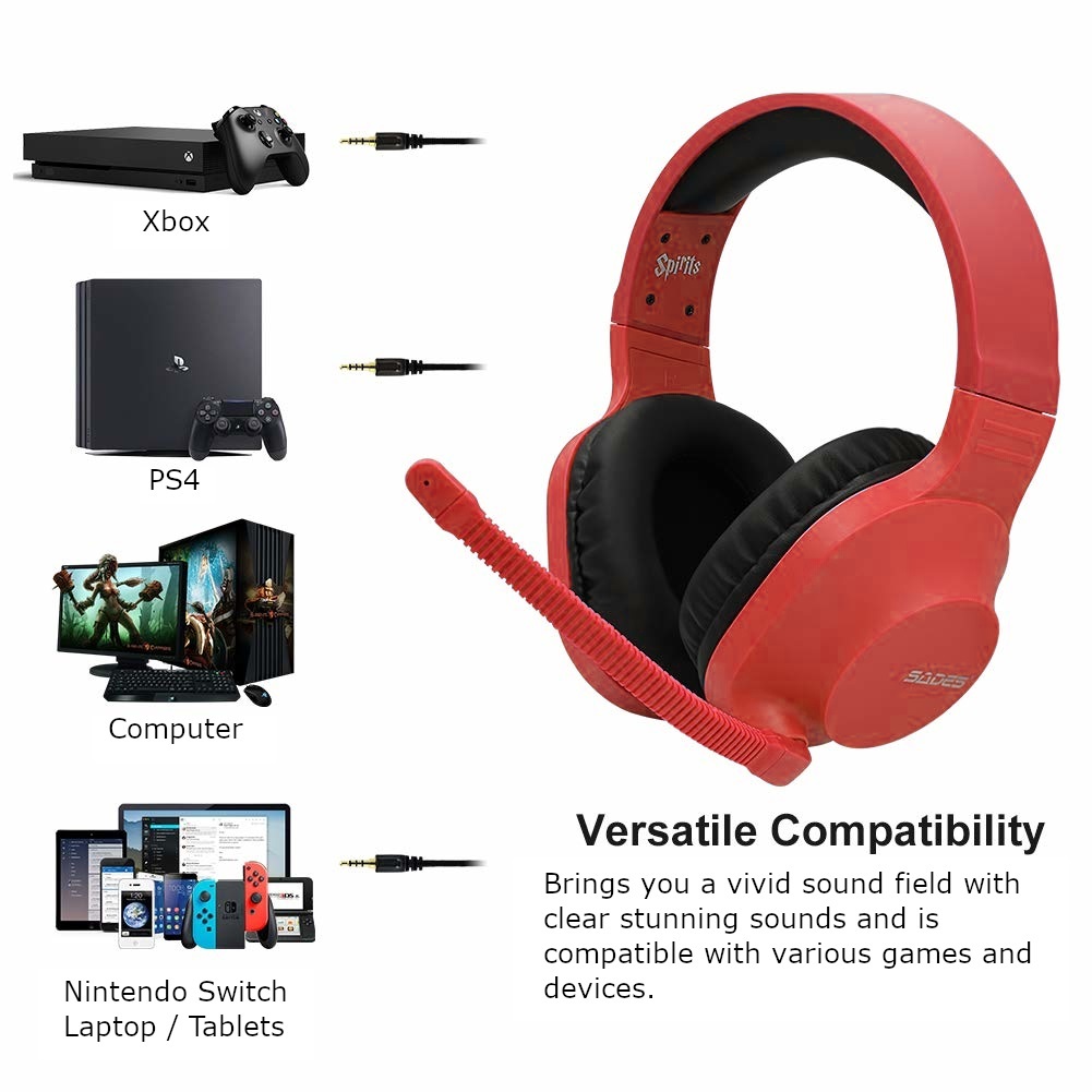 SADES Spirits Universal Gaming Headset (Red) on Switch, PC, PS4, Xbox One