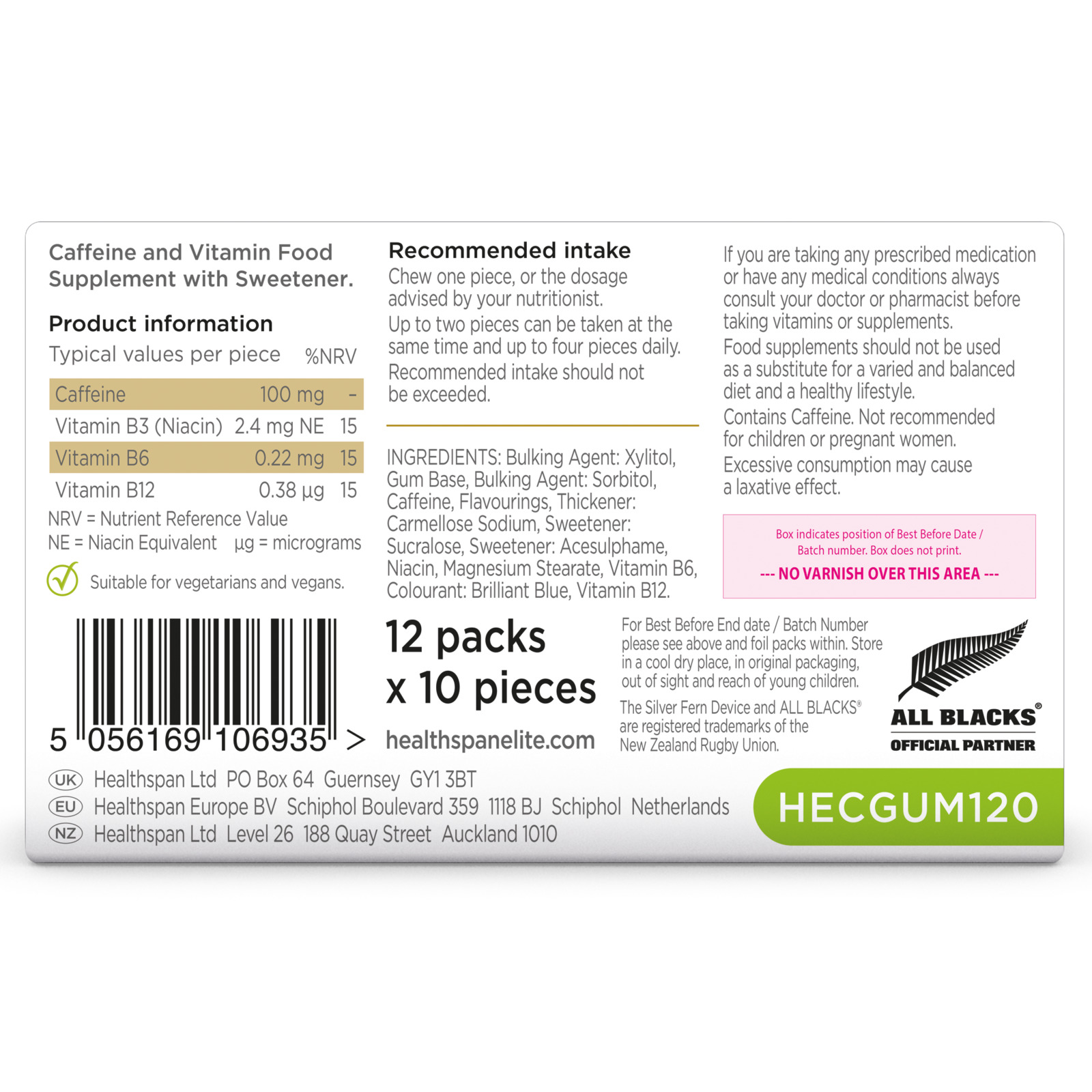 Buy Healthspan Elite KickStart Caffeine Gum at Mighty Ape NZ