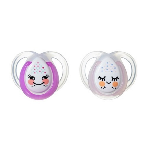 Closer to Nature: Night Time Soothers Twin Pack - 0-6m (Pink and Purple) image