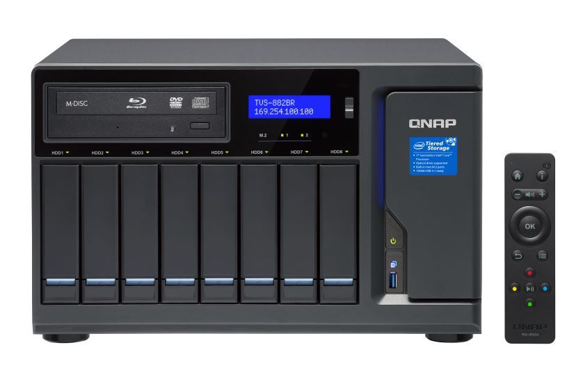 Qnap Tvs-882Br-Odd-I7-32G 8-Bay Nas (No Disk), 1 X Blu-Ray , Core I7-7700 3.6 Ghz, 32Gb, 250W image