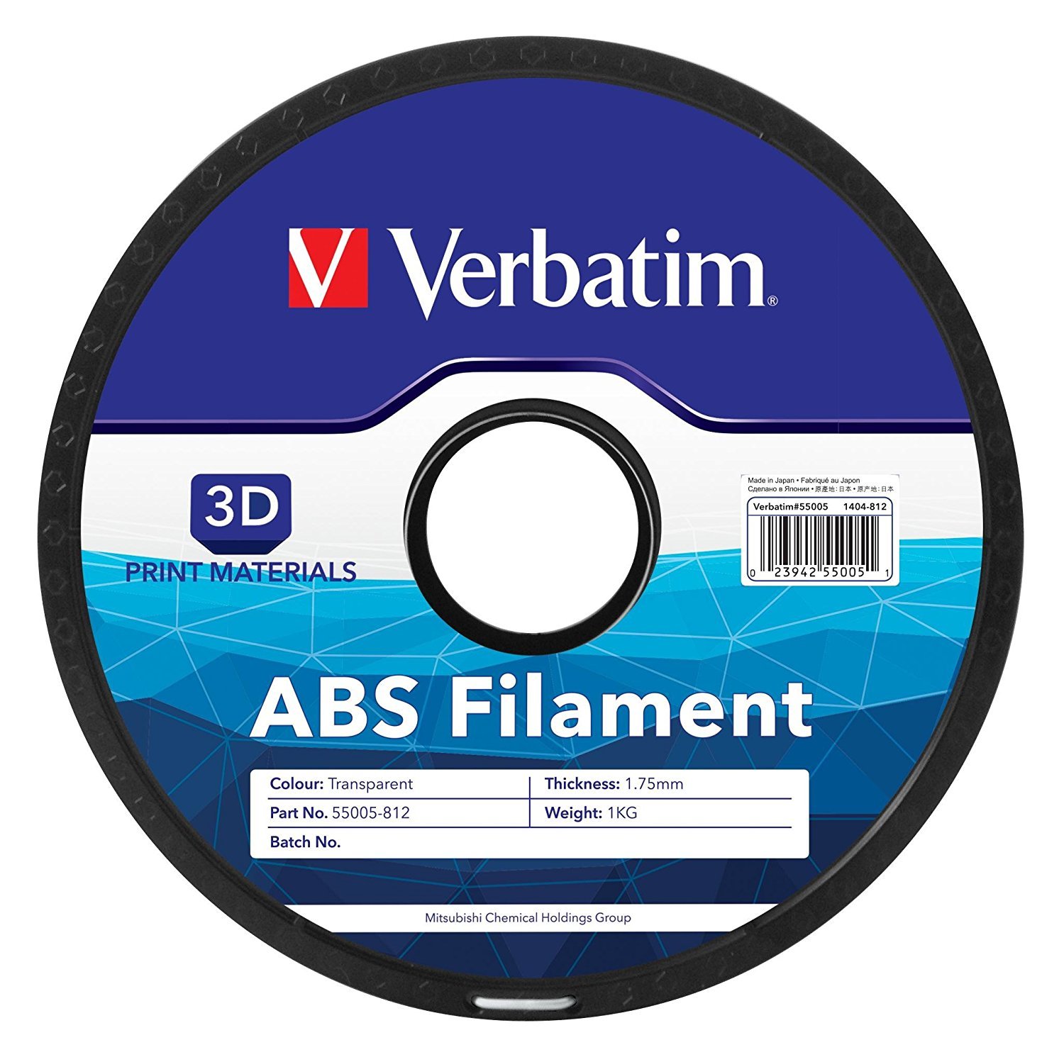 Verbatim 3D Printer ABS 1.75mm Filament - 1kg Reel (Transparent) image