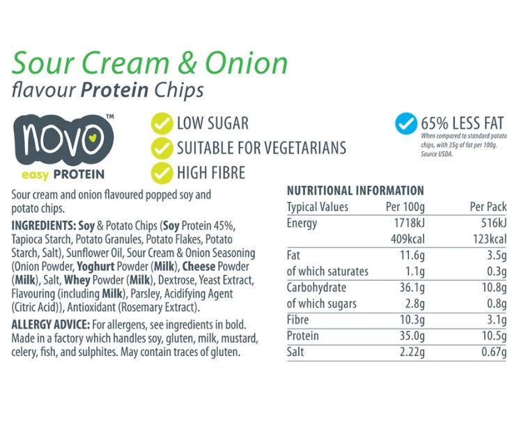 Novo Protein Chips - Sour Cream + Onion (30g) image