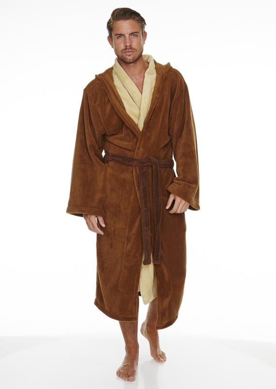 Star Wars Jedi Outfit Fleece Robe Brown & Cream Men's (One Size
