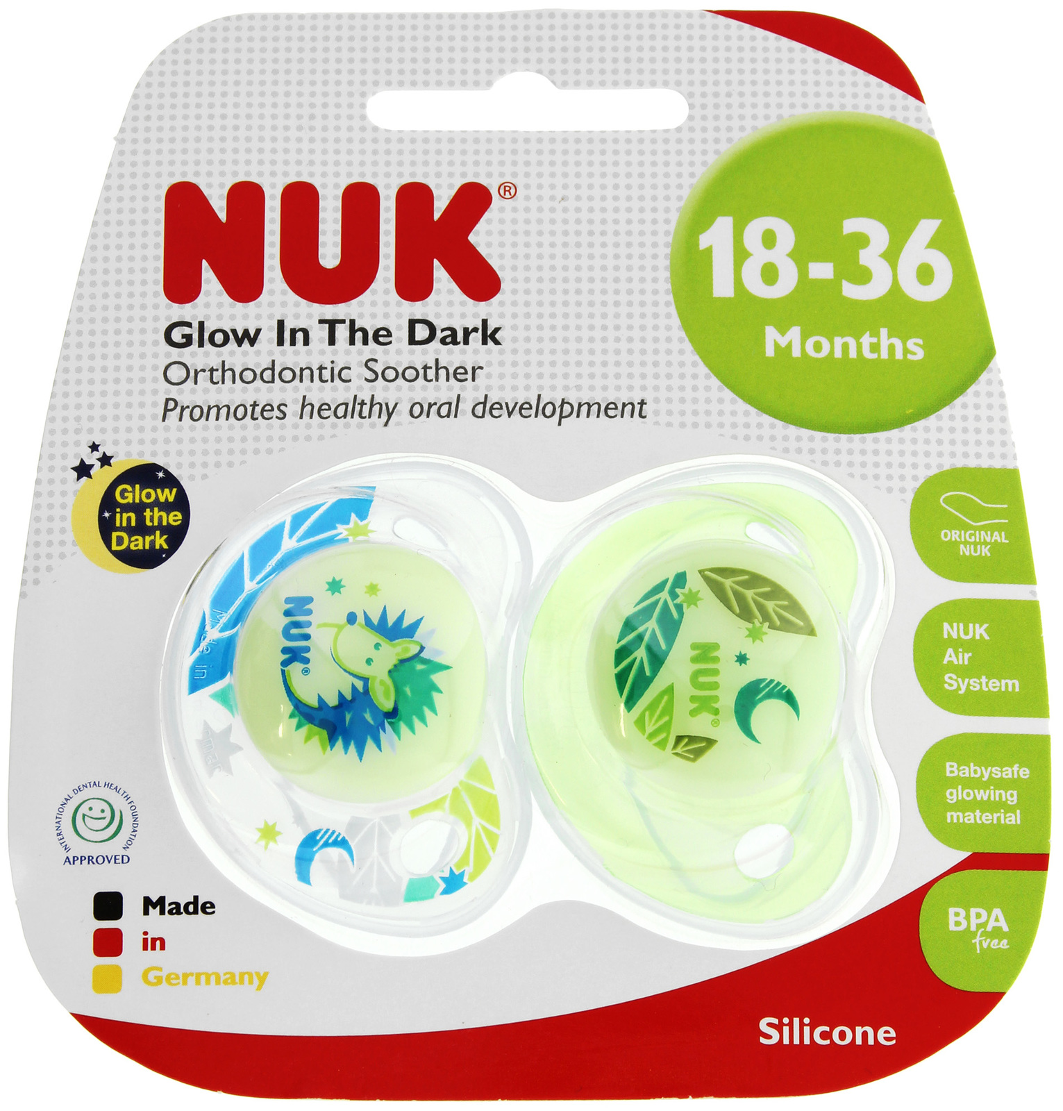 NUK: Glow in the Dark Soother - 18+ Months (2 Pack) Assorted Boys image