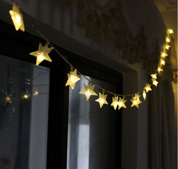 Frosted Crackle Star String Lights (40 LED)