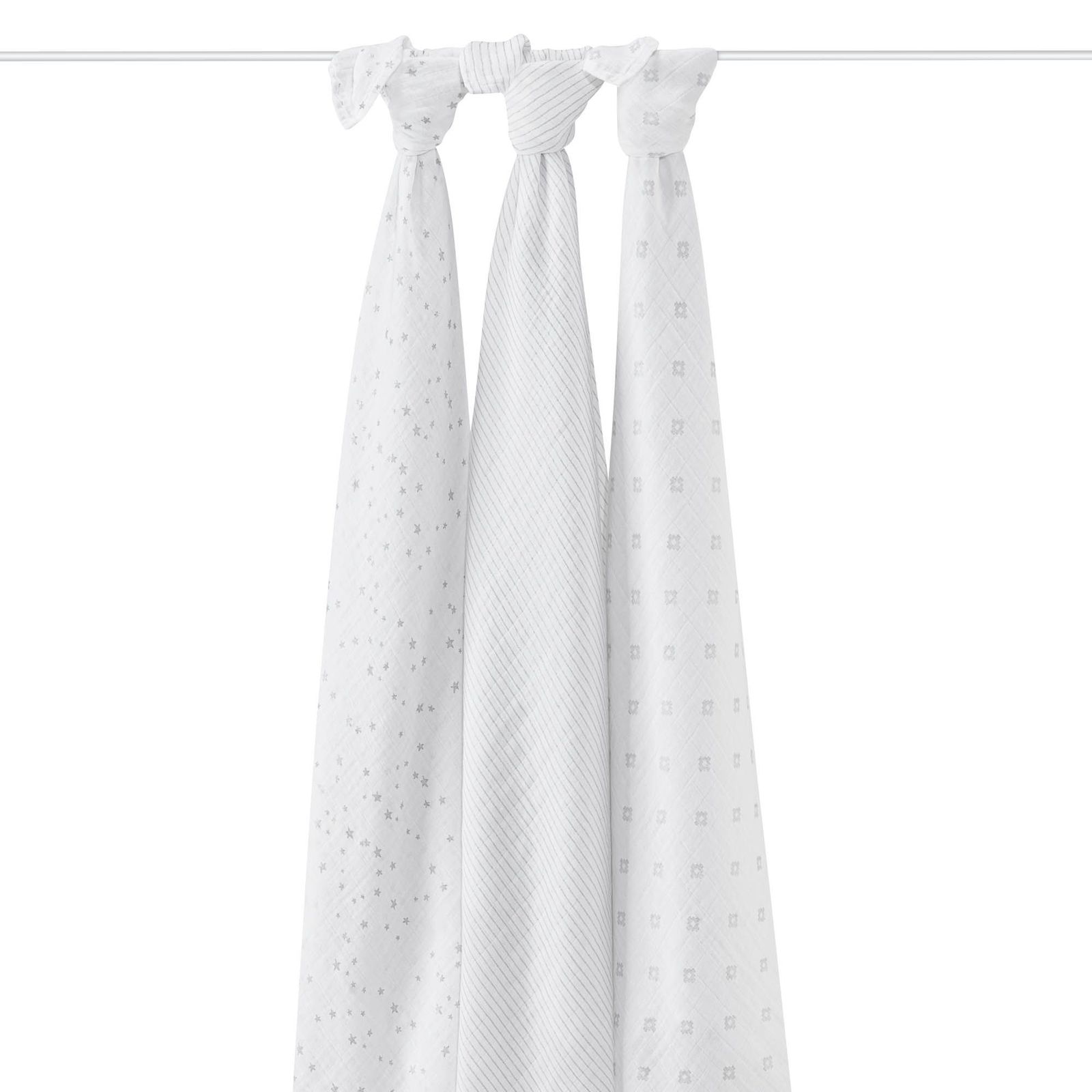 Aden + Anais Metallic Swaddle Silver (3 Pack) Images at Mighty Ape NZ