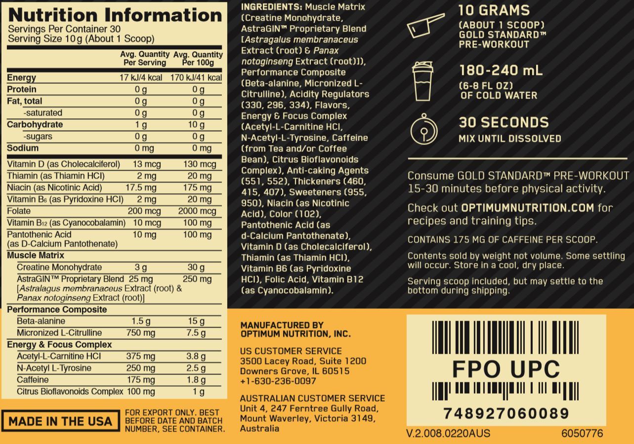 Optimum Nutrition Gold Standard Pre-Workout - Pineapple (300g/30 Servings) image