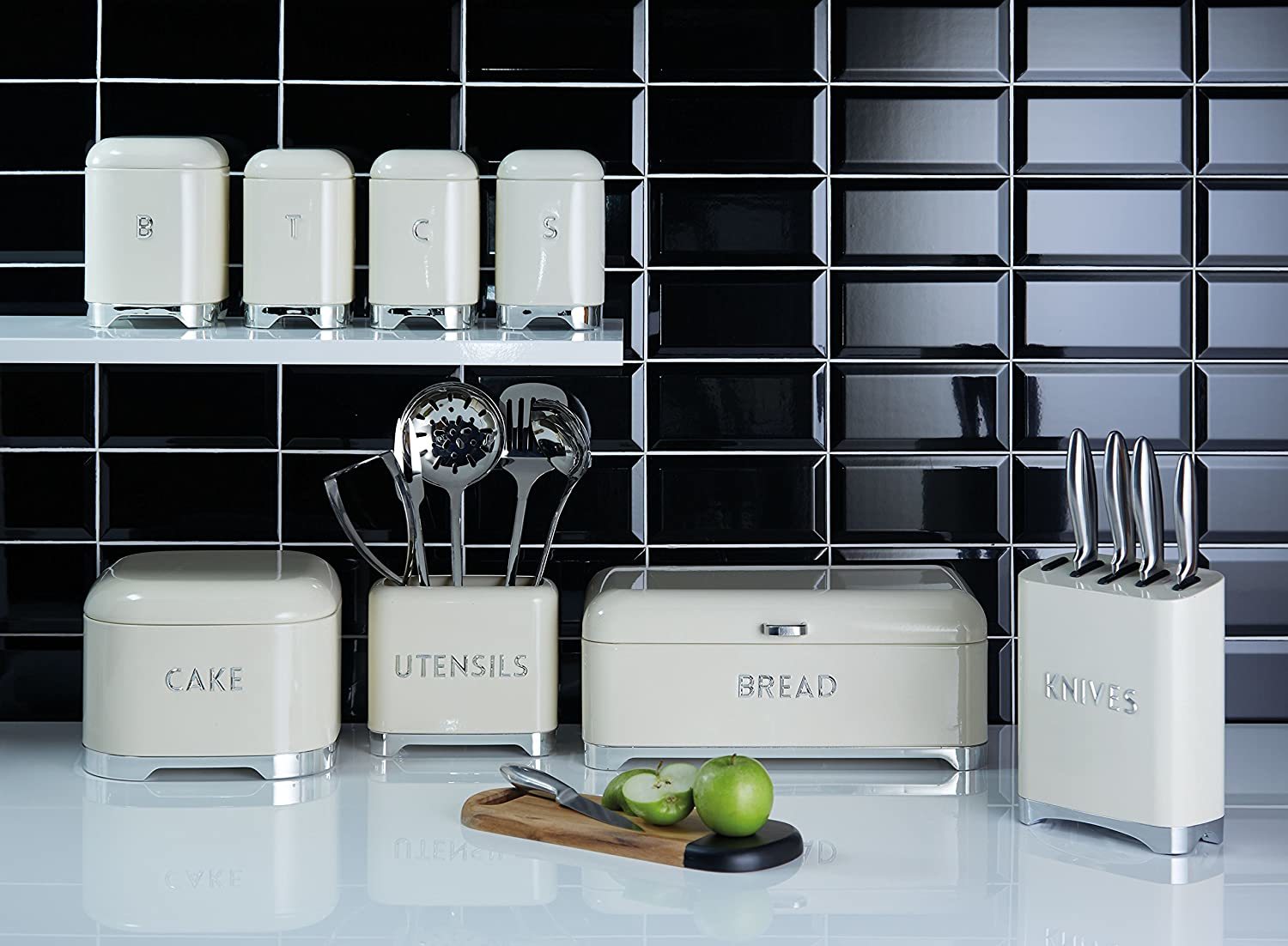 KitchenCraft Lovello 5pc Knife Block Set Cream at Mighty Ape NZ