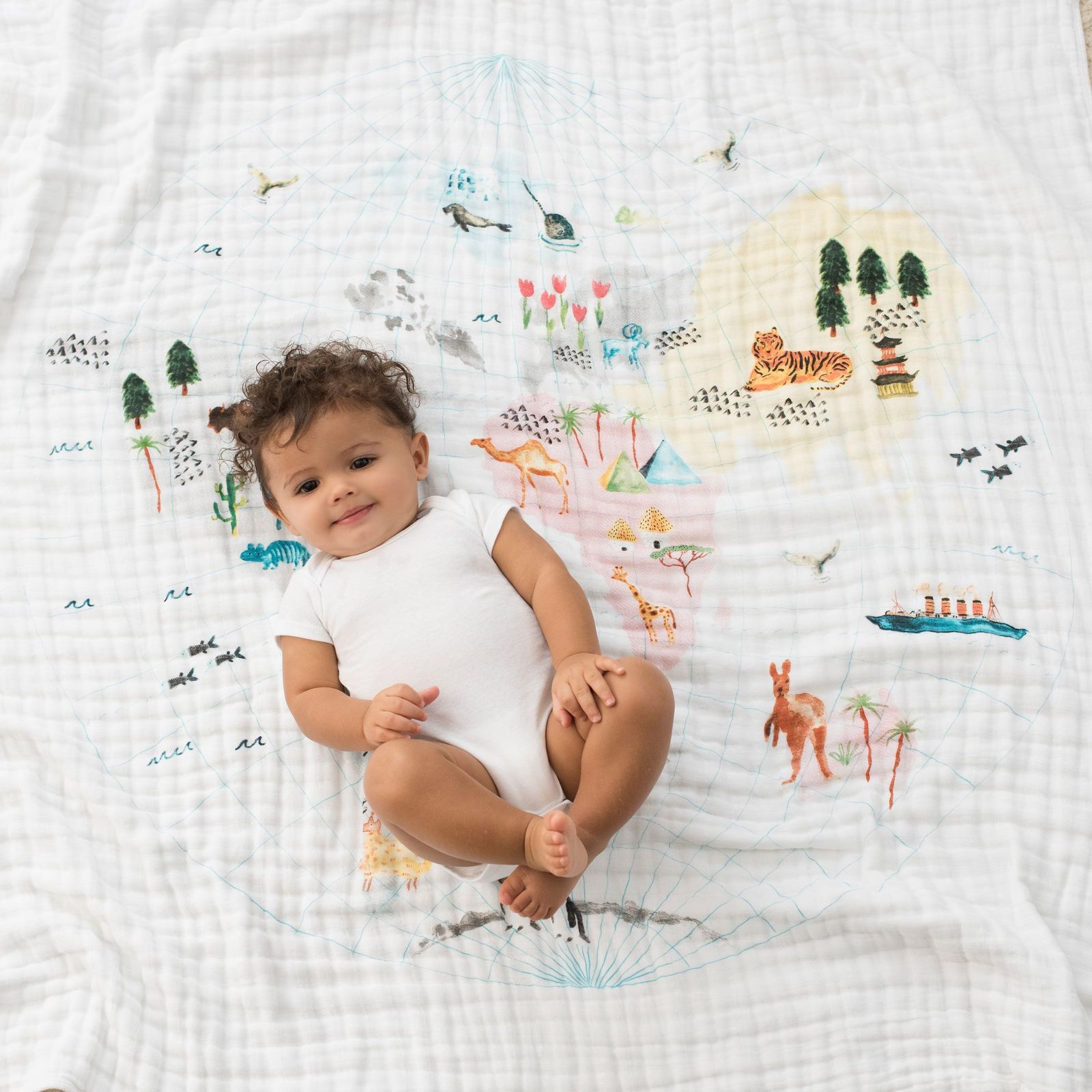 Aden + Anais: Classic Dream Blanket - Around The World - Engineered Map