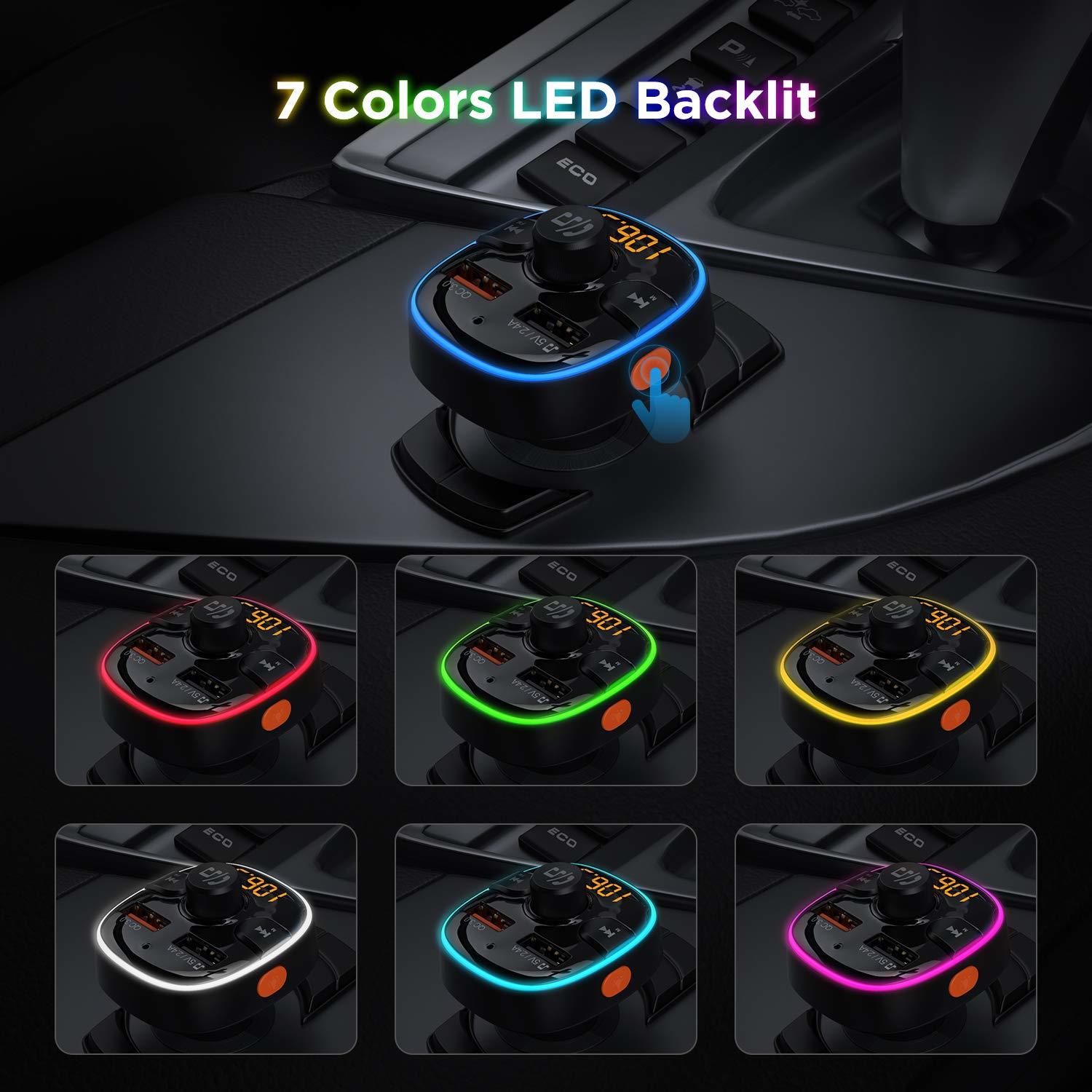 QC3.0 RGB light Car Charger - Bluetooth 5.0 & FM Transmitter image