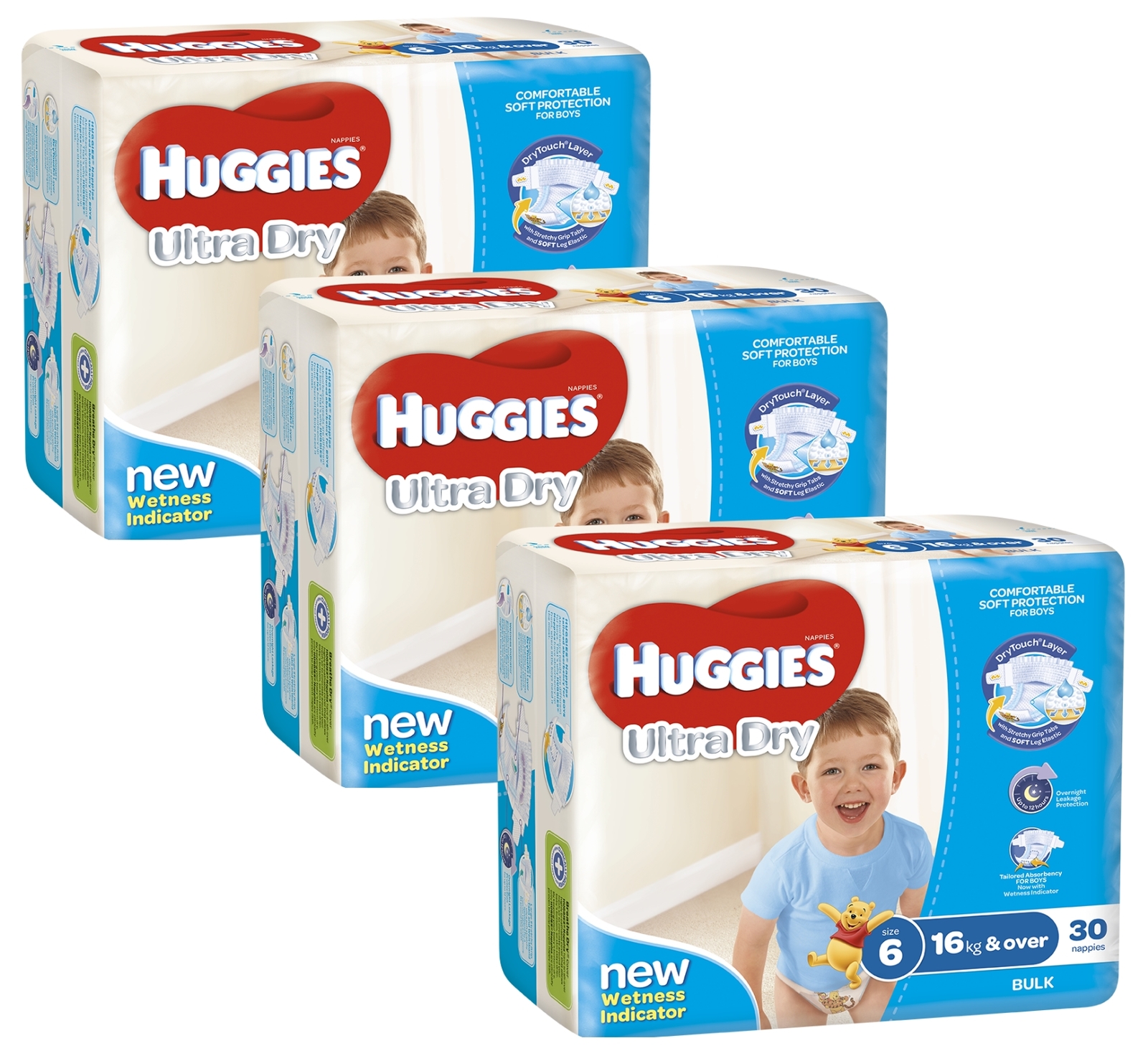 Huggies Ultra Dry Junior Boy Nappies Bulk Value Box - Size 6 (90) image