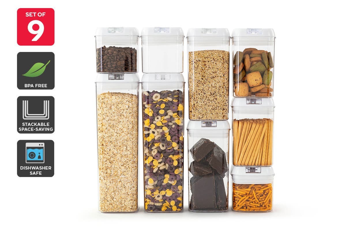 Ovela Flip Top Pantry Storage Container Set (9 Piece) at Mighty Ape NZ